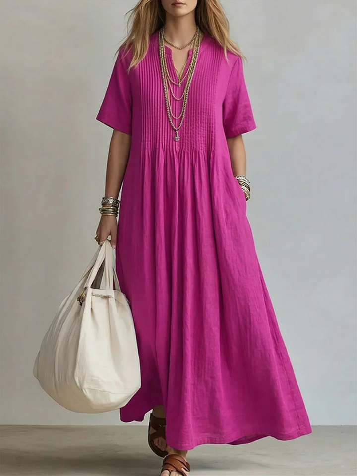 Betsaida – Elegantes Kleid Mit V-Ausschnitt Und kurzen Ärmeln