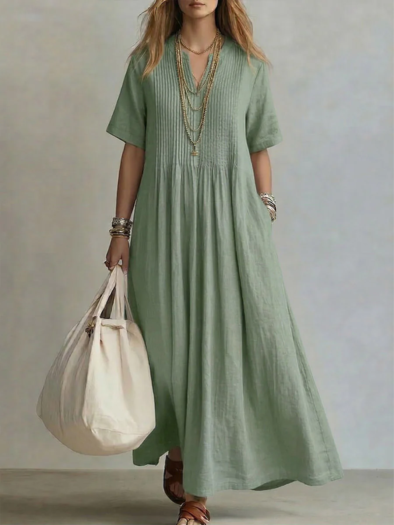 Betsaida – Elegantes Kleid Mit V-Ausschnitt Und kurzen Ärmeln