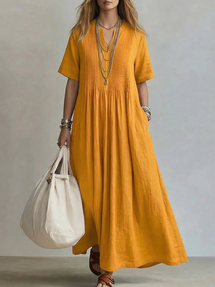 Betsaida – Elegantes Kleid Mit V-Ausschnitt Und kurzen Ärmeln