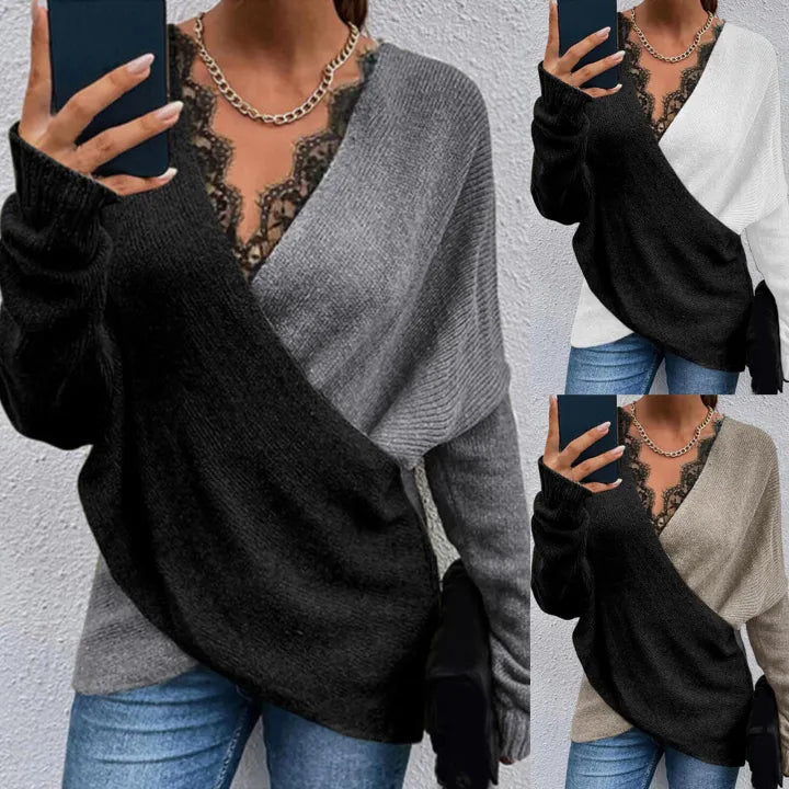 Keira – Langarm-Wickelpullover mit V-Ausschnitt