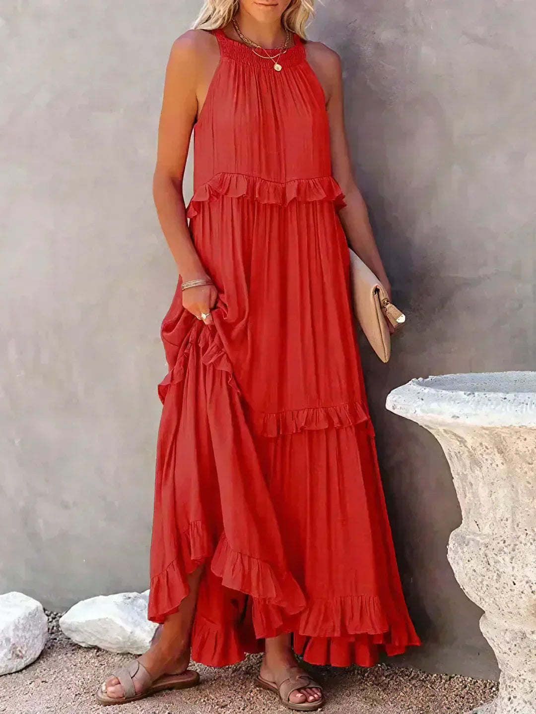 Hayley – Elegantes ärmelloses Kleid Mit Rüschen