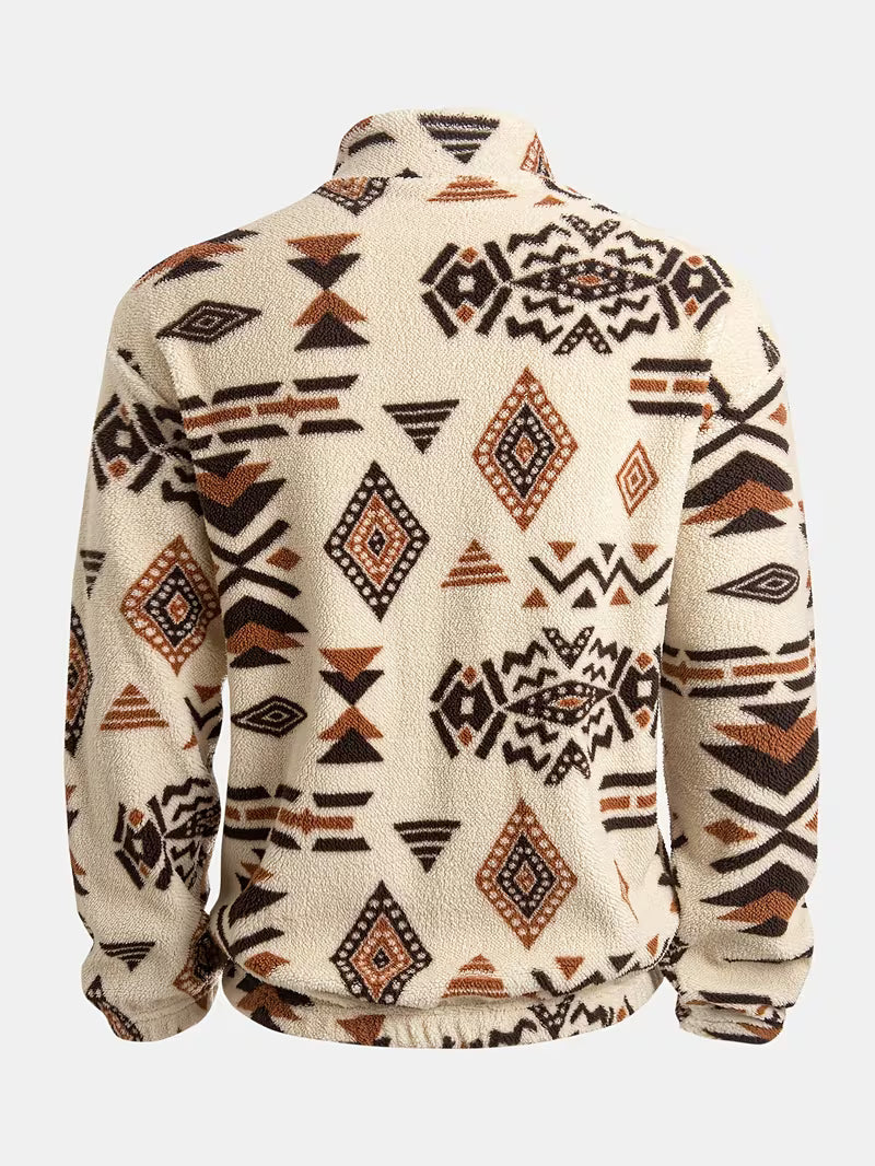 Witker – Plüsch-Sweatshirt Im Ethno-Stil Mit Stehkragen