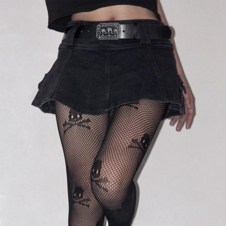 Linda – Plissierter Jeans-Minirock mit Gürtel