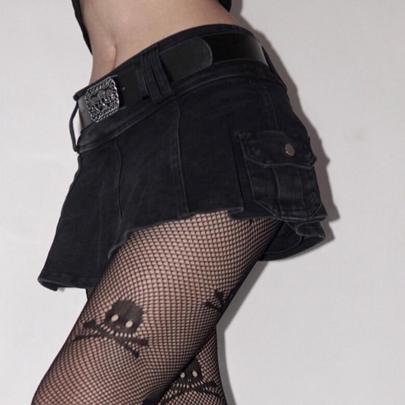 Linda – Plissierter Jeans-Minirock mit Gürtel