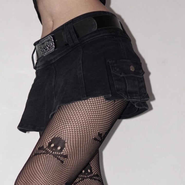 Linda – Plissierter Jeans-Minirock mit Gürtel