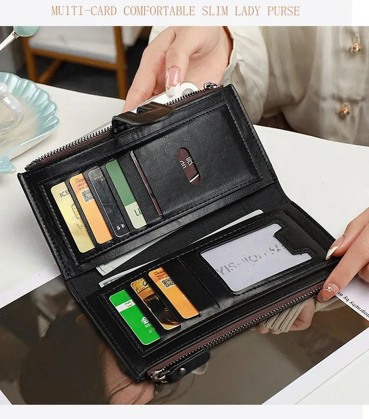 Hinina – Lederbrieftasche Mit Doppeltem Reißverschluss