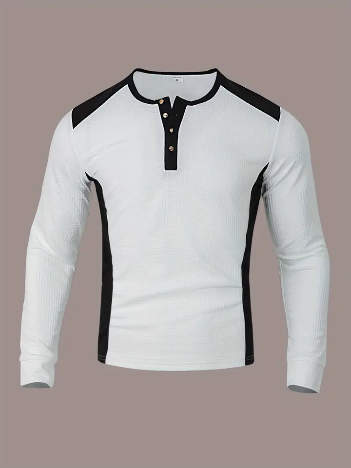 Kyran – Langärmliges Henley Hemd Mit Waffelmuster