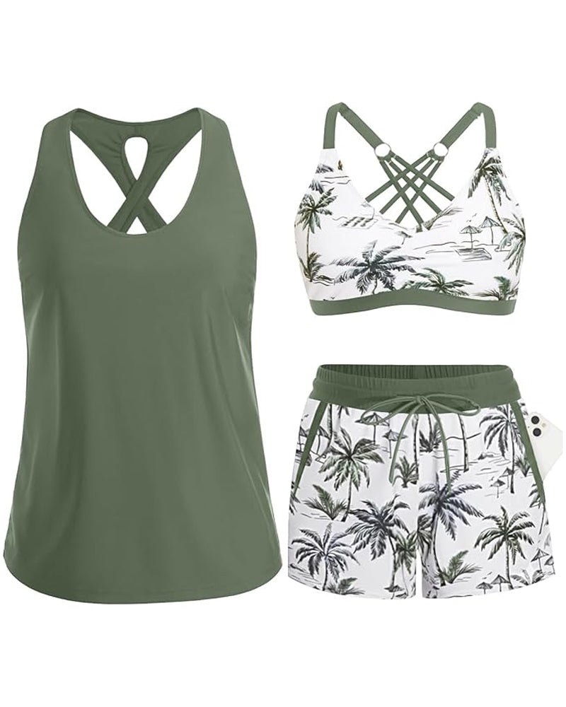 Meaghan - Dreiteiliges Tankini Und Überwurf Set