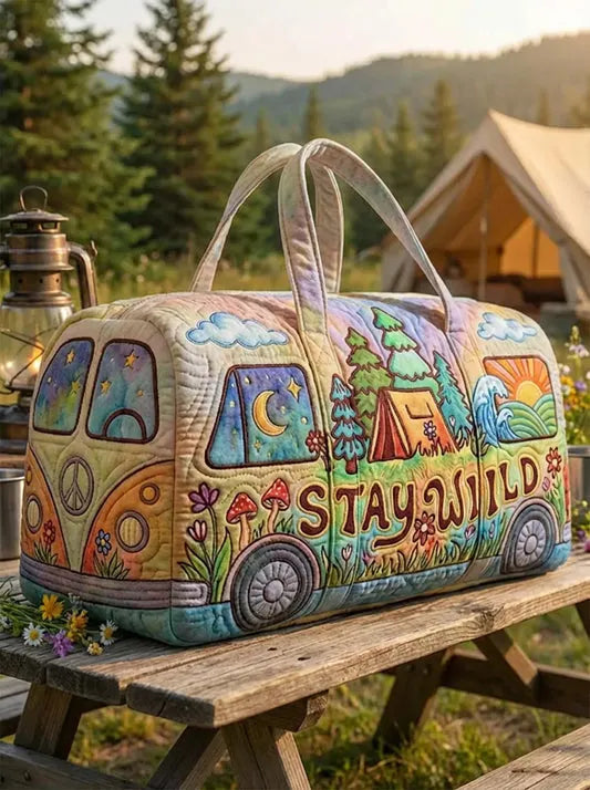 RetroBloom - Quilted Vintage Camper Print Travel Bag