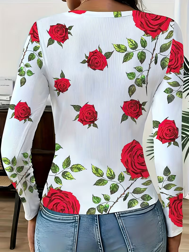 Rabiye – Oberteil mit Blumenmuster und quadratischem Ausschnitt