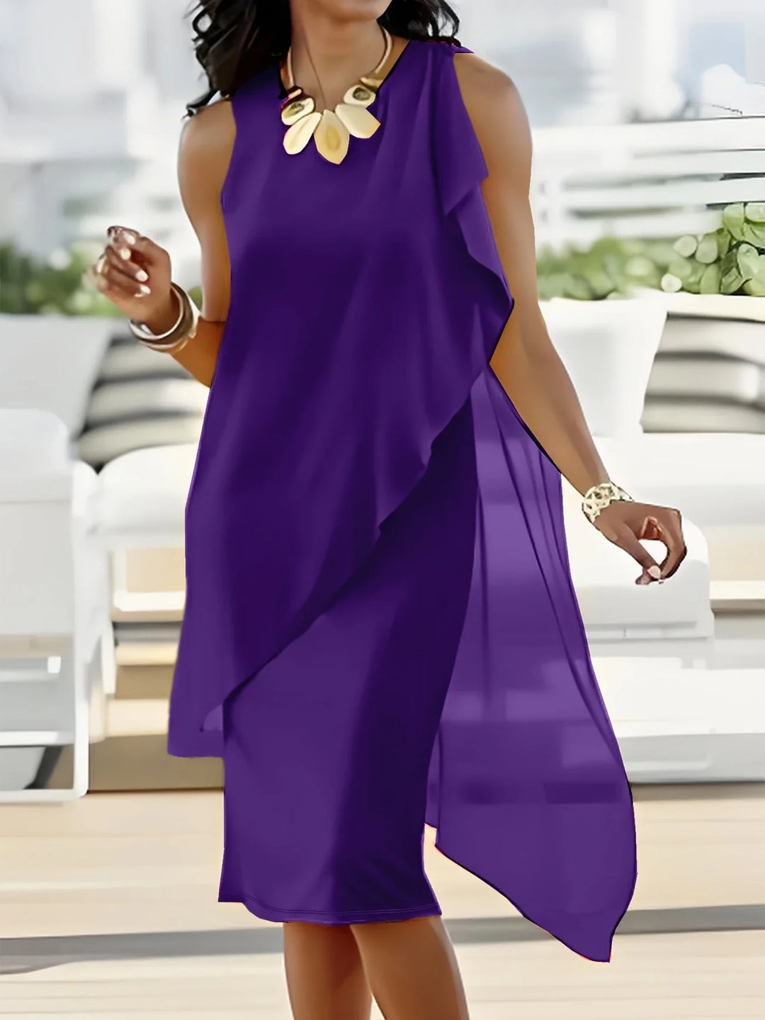 Maren – Elegantes Midi Kleid Mit Ärmellos