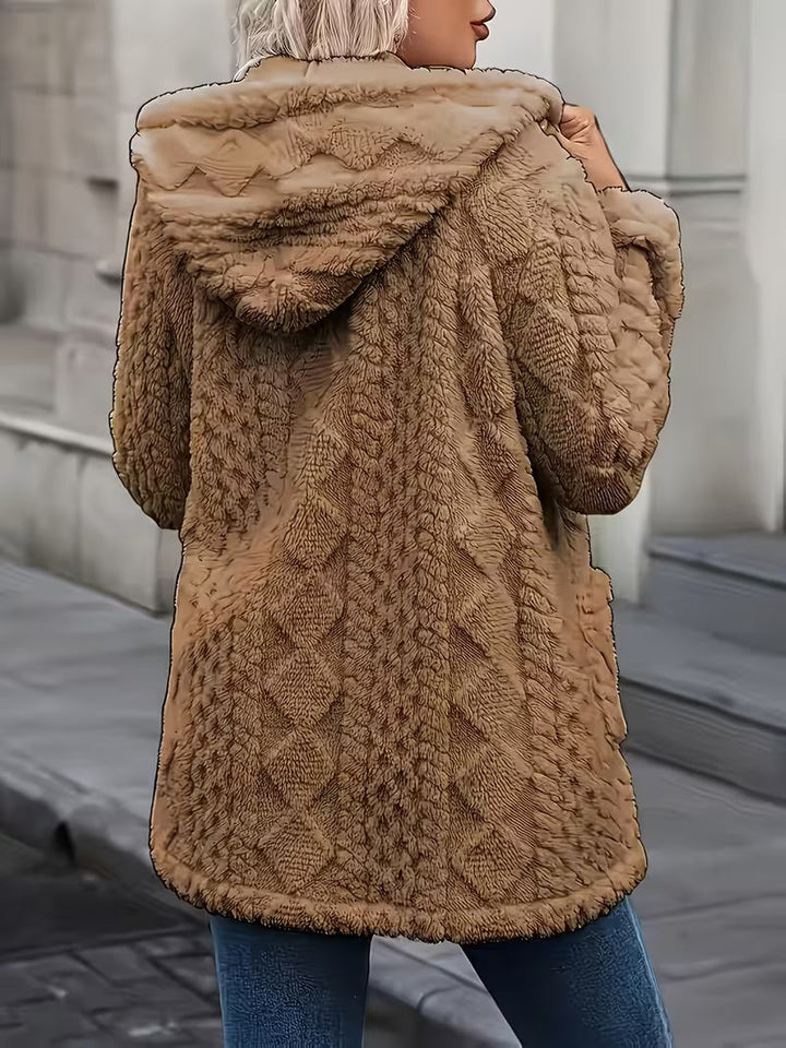Elima - Doppelseitige Plüsch-Strickjacke MIT Kapuze Und Reißverschluss