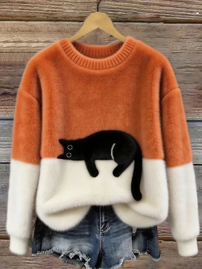 Zaidia – Gemütlicher Strickpullover Mit Süßer Katze