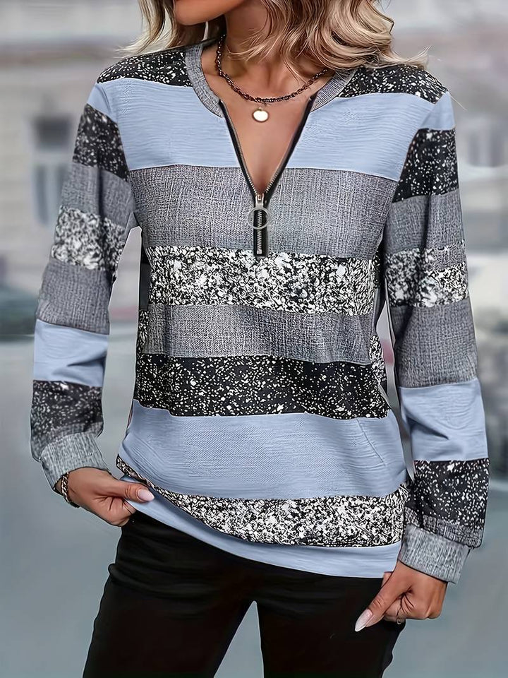 Avital - Lässiger Gestreifter Pullover Mit Reißverschluss