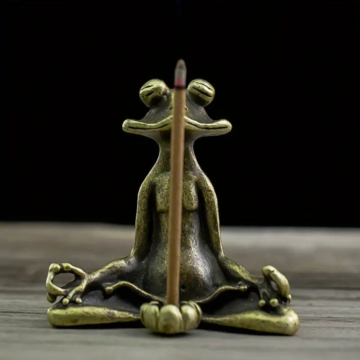 Meditoad – Eleganter Metall Frosch Räucherstäbchen Halter