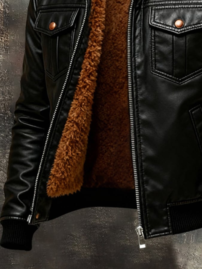 Marek – Weiche Leder Jacke Mit Fronttaschen