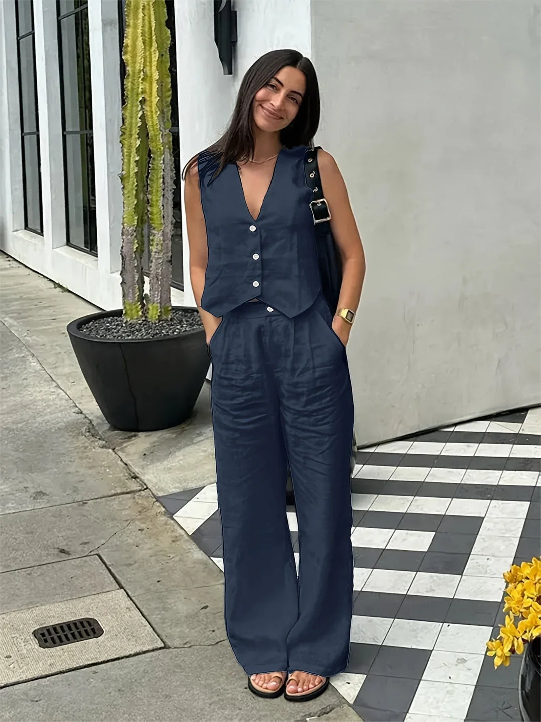 Jorja – Elegantes ärmelloses Zweiteiler Outfit-Set