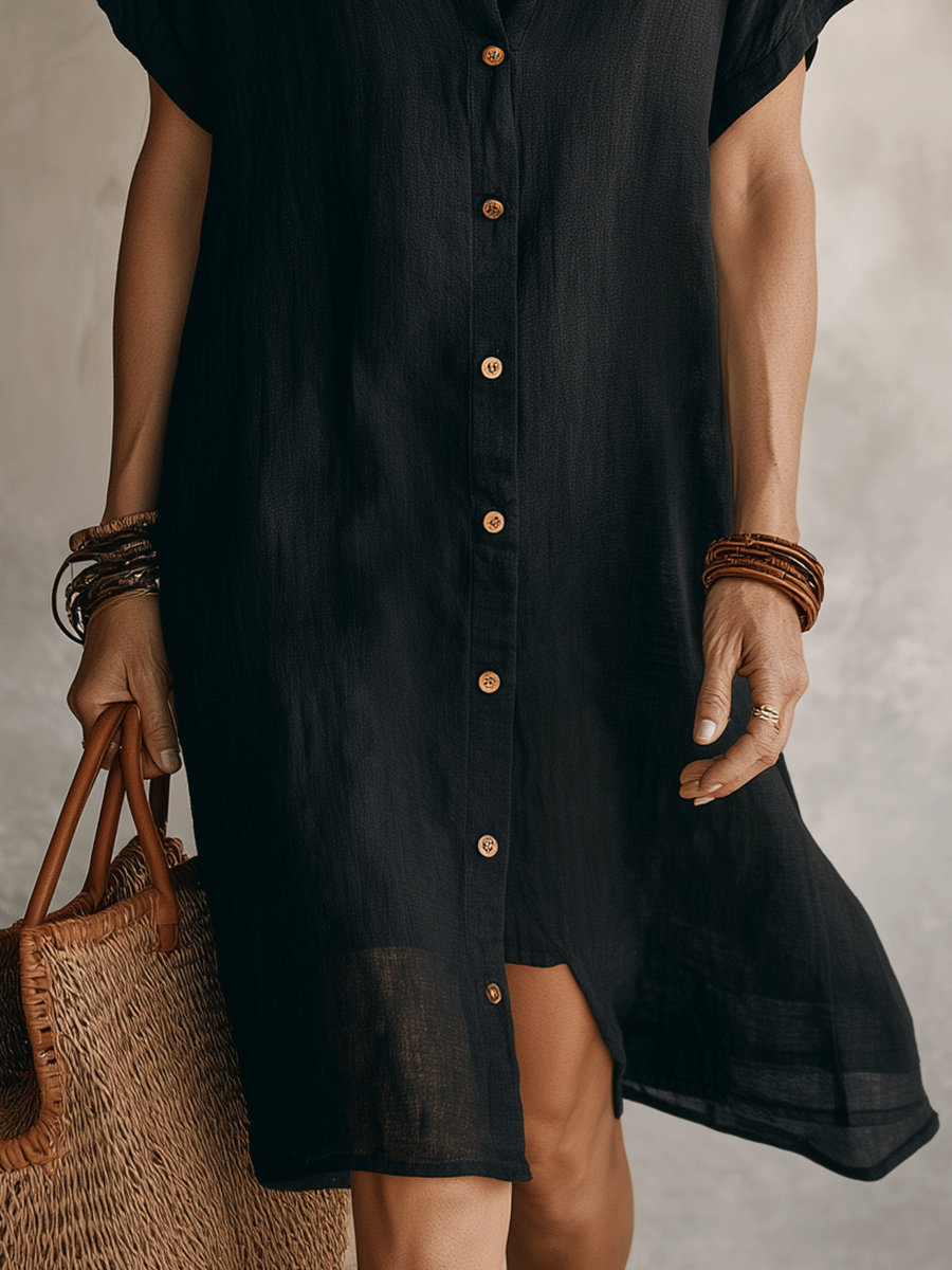 Nilisha – Midi-Shirtkleid Aus Leinen Und Baumwolle