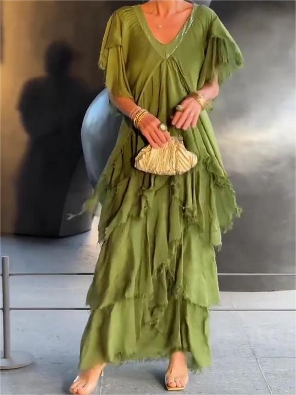 Carlijn - Elegantes Maxikleid mit V-Ausschnitt