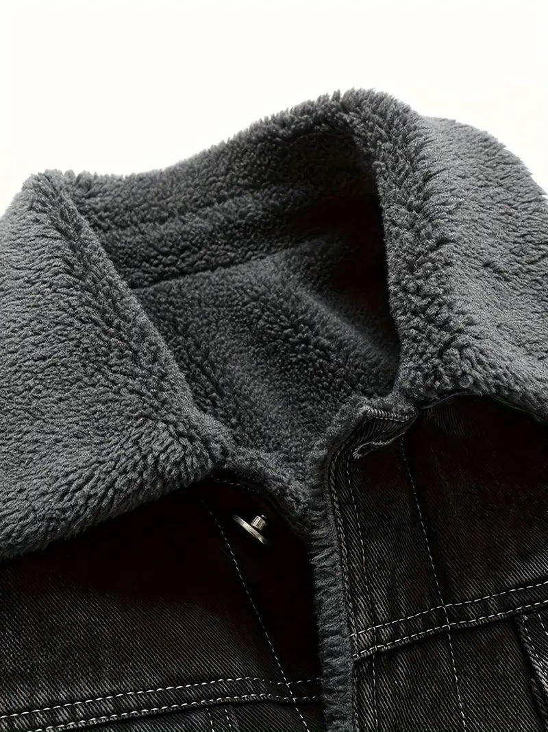 Geoffroy – Vintage Jeans Jacke Mit Fleece Futter