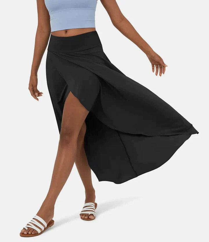 Keisha - Lässiger Midirock Mit Hoher Taille Und Tiefem Volantrock