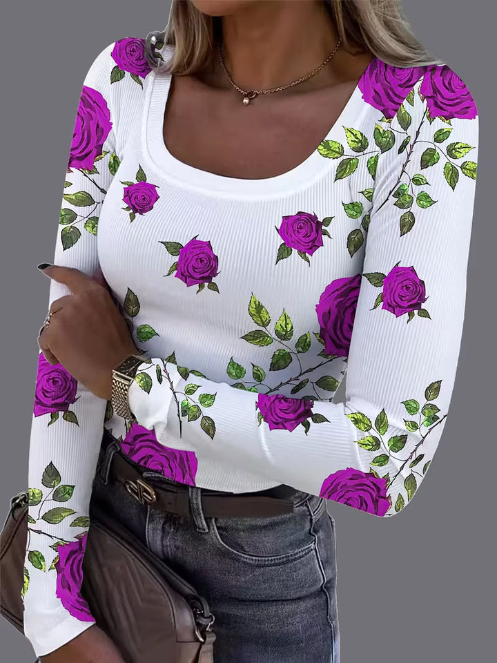 Rabiye – Oberteil mit Blumenmuster und quadratischem Ausschnitt