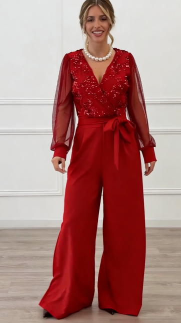 Meira - Overall Mit Langen Ärmeln Und Verzierungen Aus Mesh