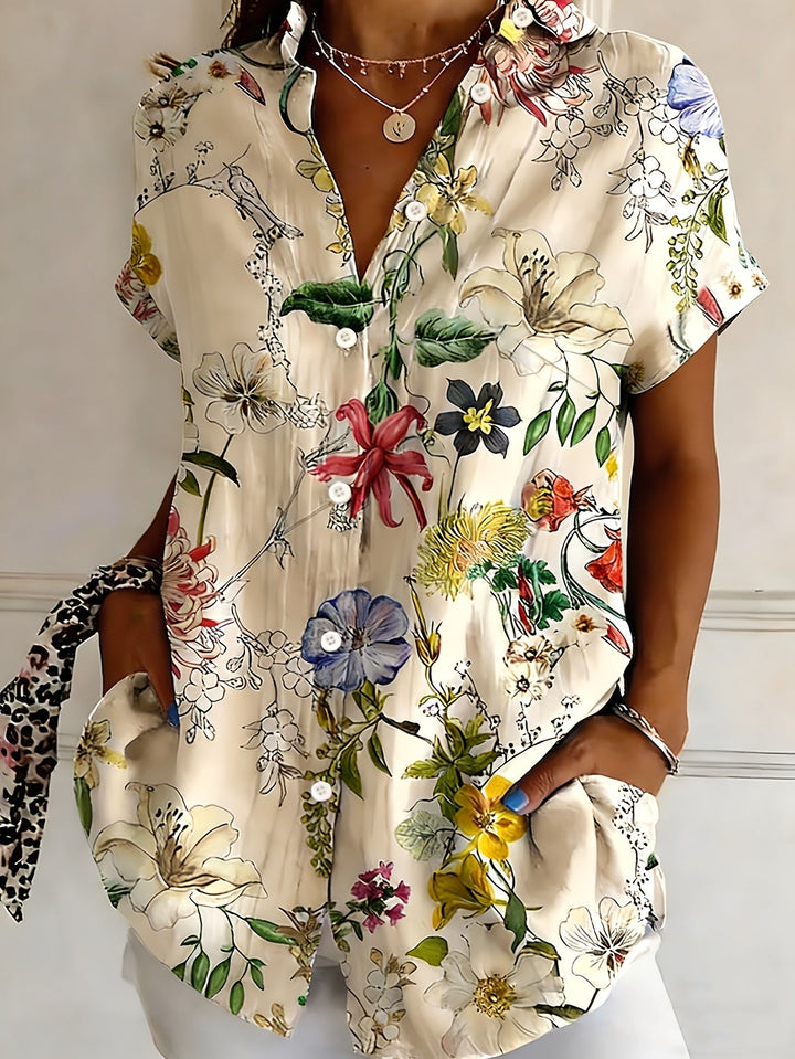 Nabilah - Lässiges Kurzarm Oberteil Mit Blumenmuster
