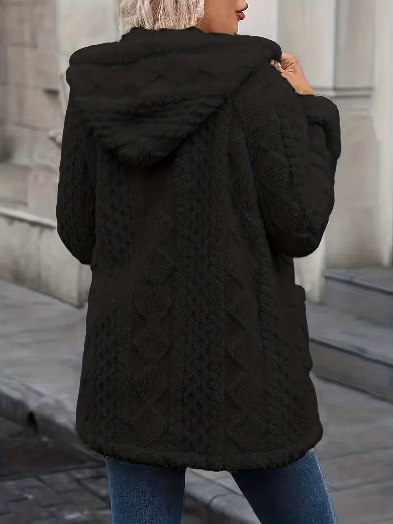 Elima - Doppelseitige Plüsch-Strickjacke MIT Kapuze Und Reißverschluss
