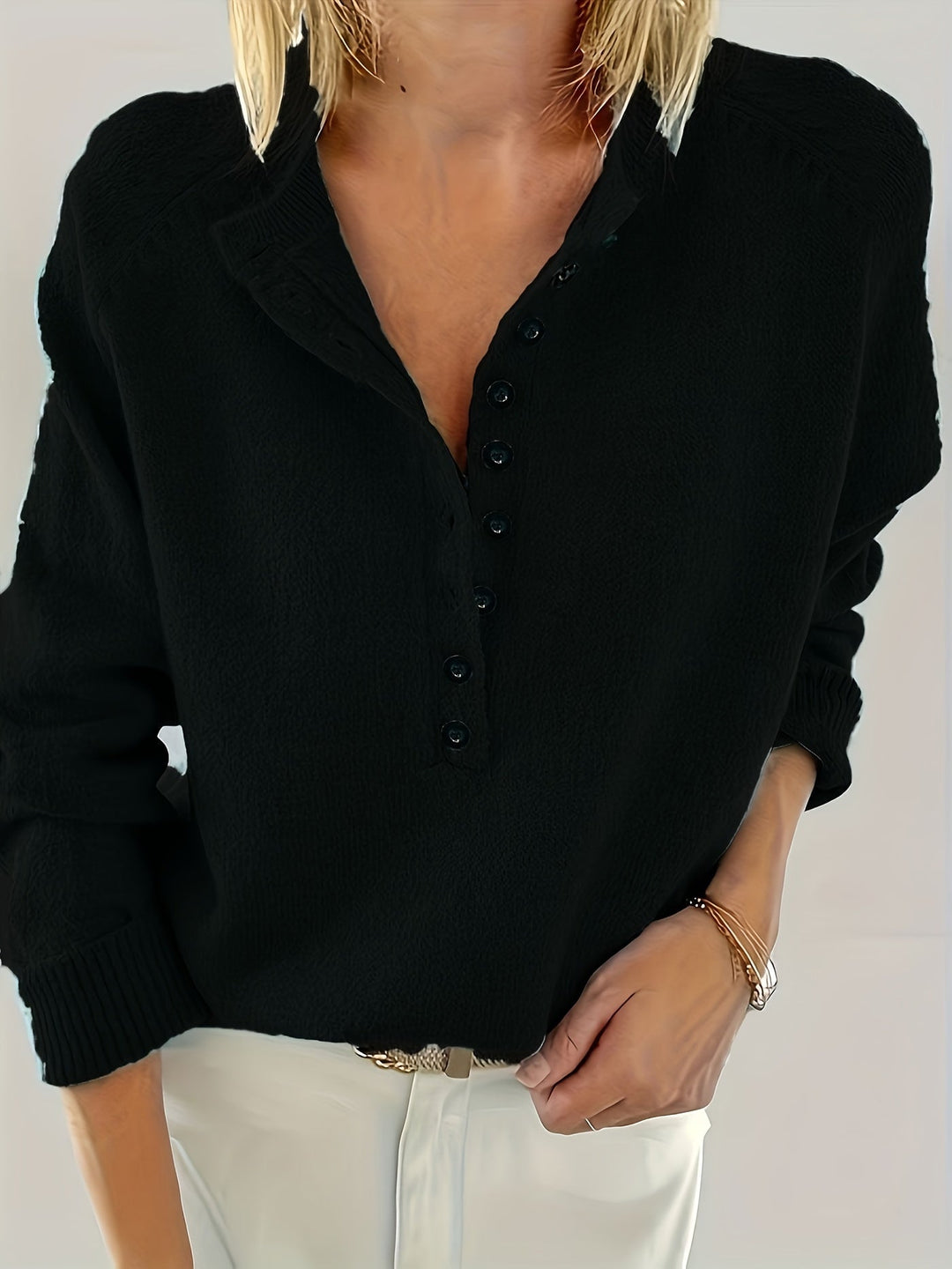 Yelena - Langärmeliger Pullover Mit Knöpfen