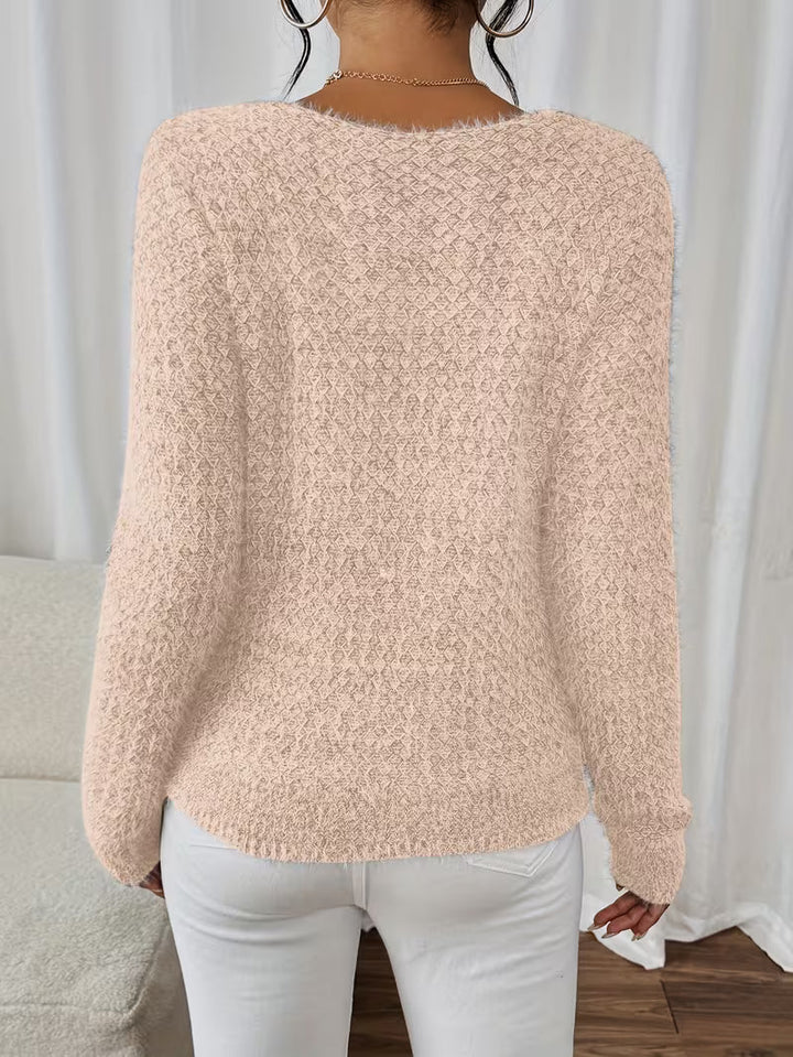 Aderah - Lockere Passform V-Ausschnitt Pullover
