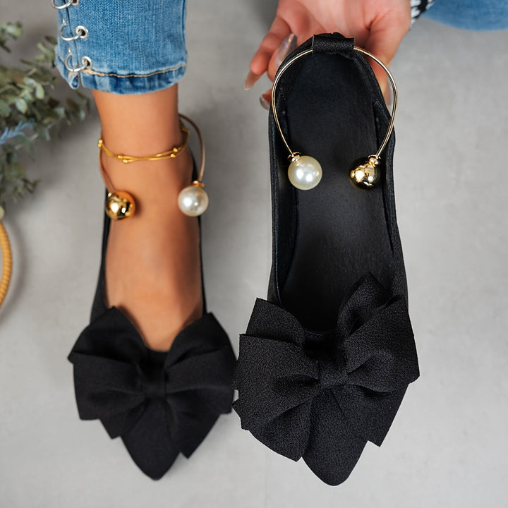 Jonita – Spitz Bogen Ballerinas Mit Perle Fersenriemen