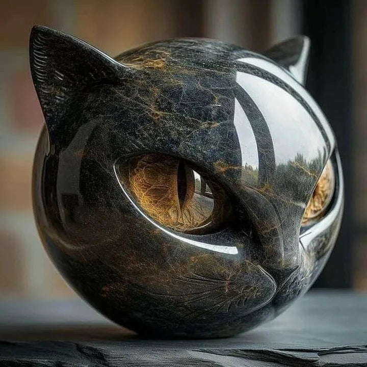 NyxCharm – Skulptur Einer Mystischen Schwarzen Katze