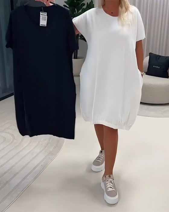 Pretty - Hübsches Kleid Mit Kurzen Ärmeln Und Rundem Ausschnitt