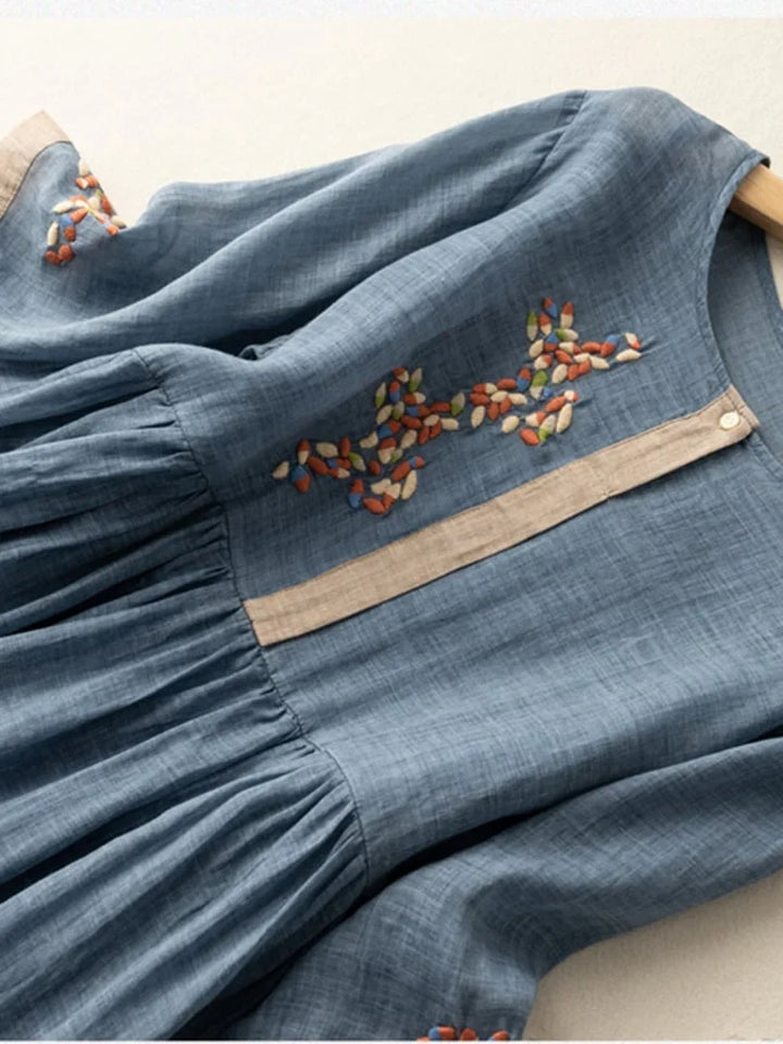 Anoshka - Kleid Aus Baumwolle Und Leinen Im Ethno Stil