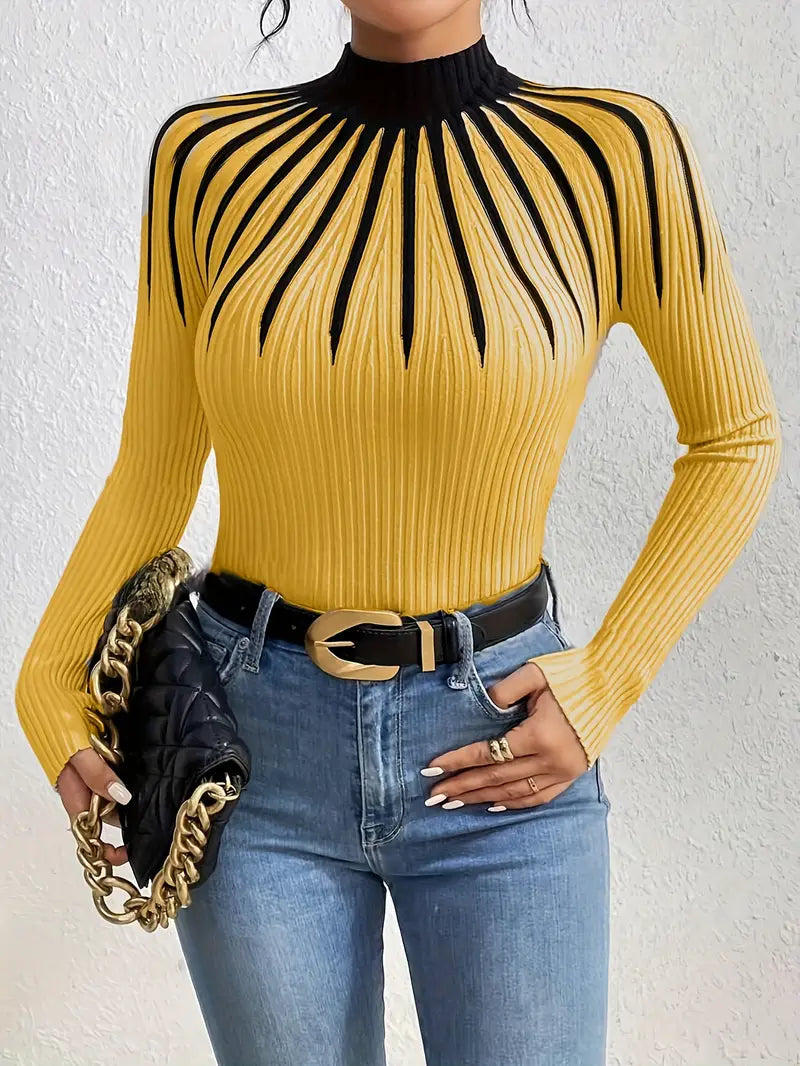 Maider – Eleganter Langarm Pullover Mit Hoher Kragen