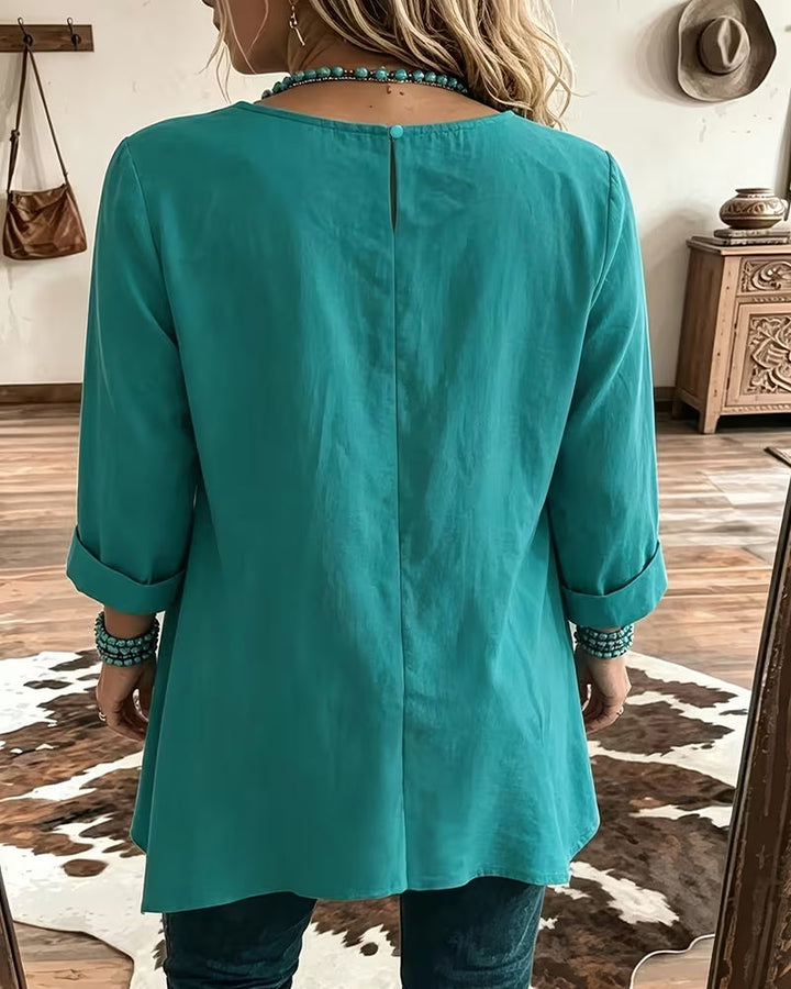 Taireen – Tunika Bluse im Boho Stil Mit Falten