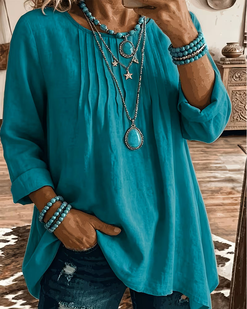 Taireen – Tunika Bluse im Boho Stil Mit Falten