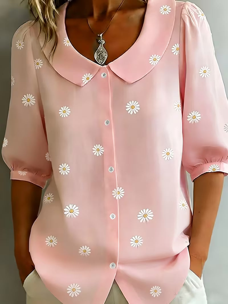 Alvique – Kurzarmbluse MIT Blumenmuster Am Kragen