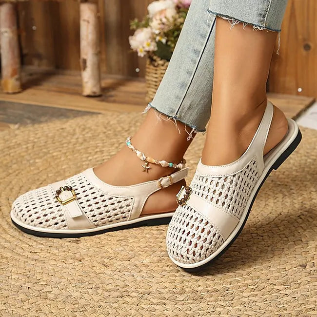 Ghie - Atmungsaktive Gewebte Flat Sandalen