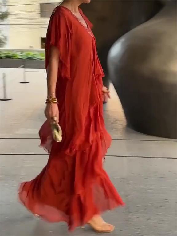 Carlijn - Elegantes Maxikleid mit V-Ausschnitt