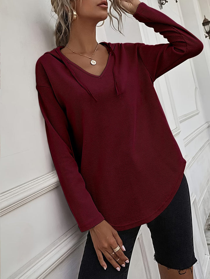 Seonie – Langarm Kapuzenpulli Mit V-ausschnitt