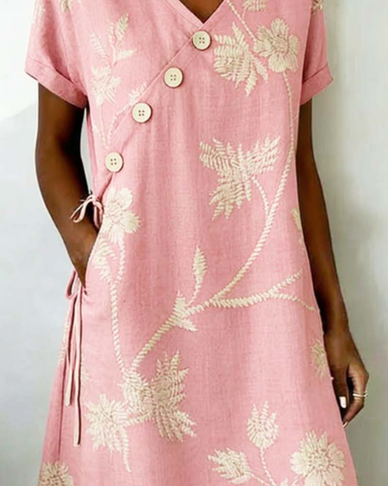 Celmira - Mini Kleid MIT Diagonalem Knopfmuster