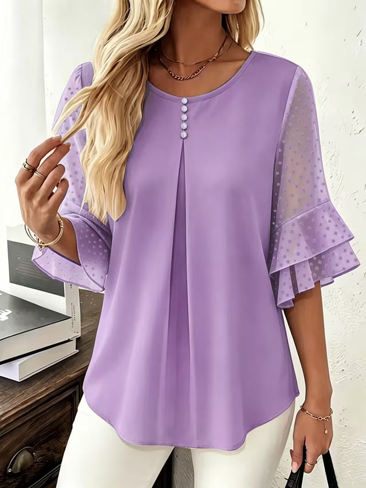 Hurley – Bluse Mit Rundhalsausschnitt Und Transparenten Rüschenärmeln