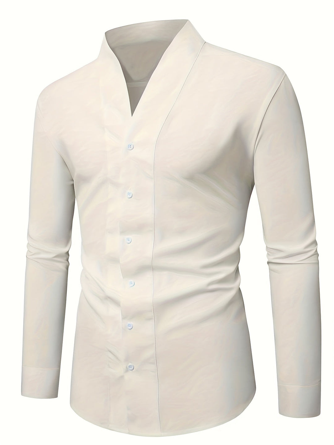 Almasbek - Langärmliges Hemd Mit V-Ausschnitt in Slim Fit Passform