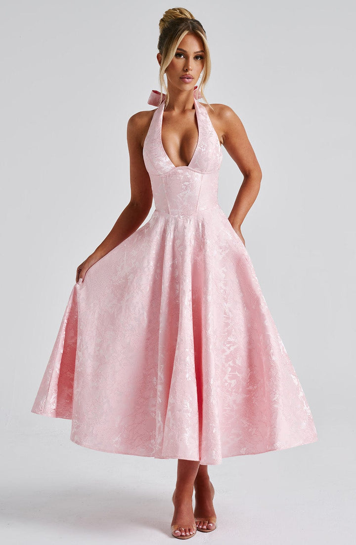 Myra – Modisches Midi Kleid Mit Neckholder Ausschnitt