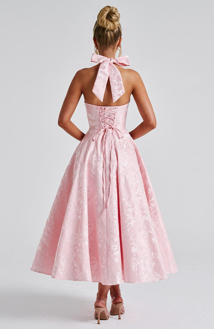 Myra – Modisches Midi Kleid Mit Neckholder Ausschnitt
