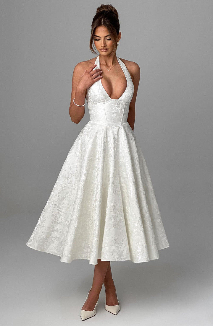 Myra – Modisches Midi Kleid Mit Neckholder Ausschnitt