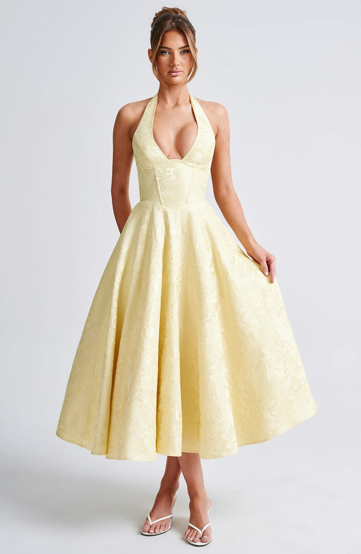 Myra – Modisches Midi Kleid Mit Neckholder Ausschnitt