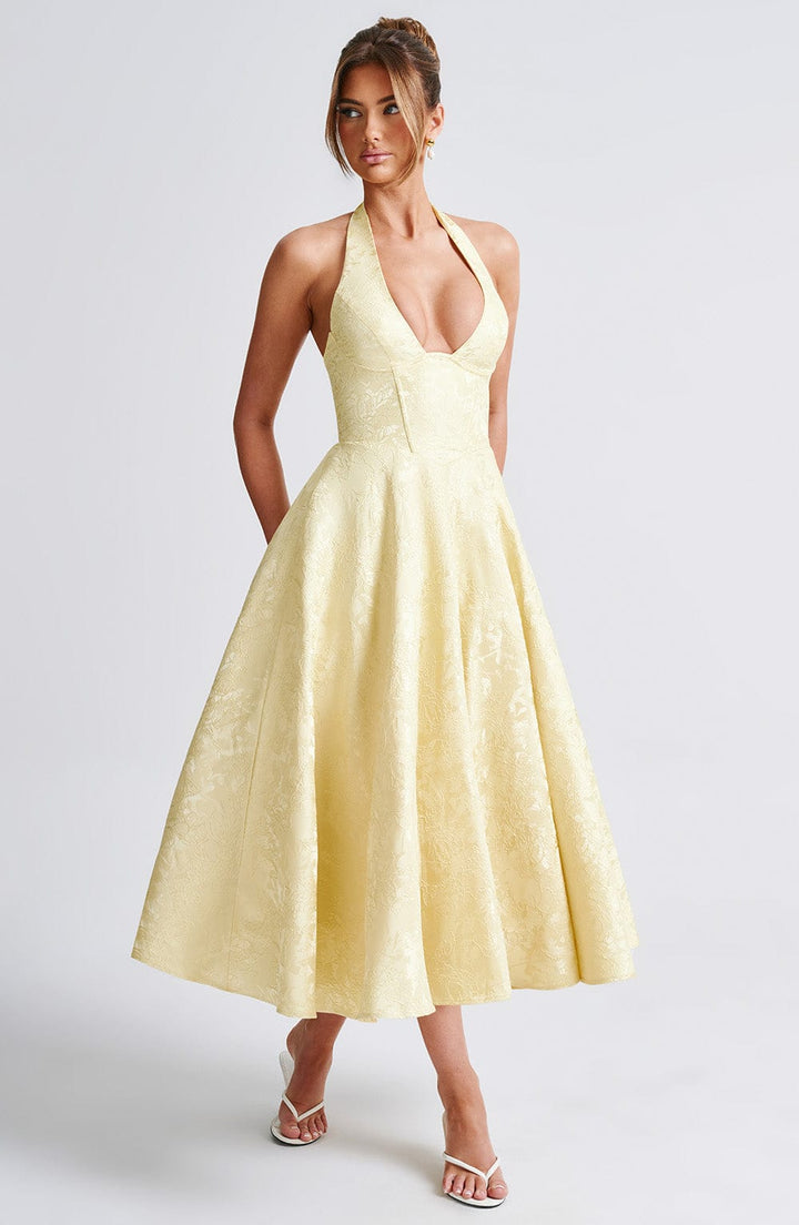 Myra – Modisches Midi Kleid Mit Neckholder Ausschnitt